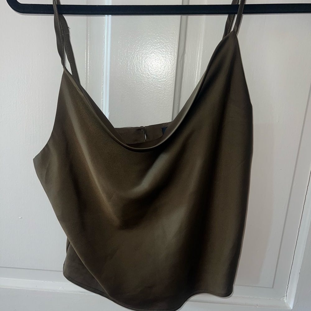 Olive Green Silk Top